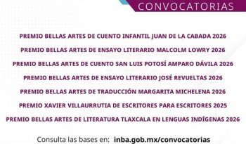 INBAL publica convocatorias para Premios Bellas Artes de Literatura 2026