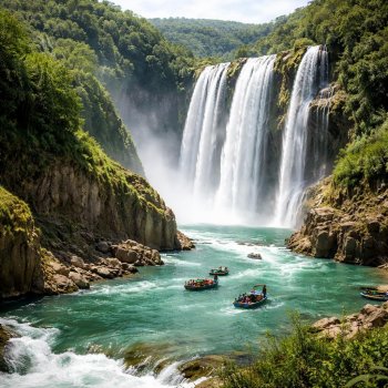 Coordinación y acuerdos mantienen caudal de Cascada de Tamul y fortalecen turismo en Huasteca Potosina