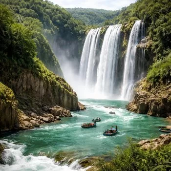 Coordinación y acuerdos mantienen caudal de Cascada de Tamul y fortalecen turismo en Huasteca Potosina