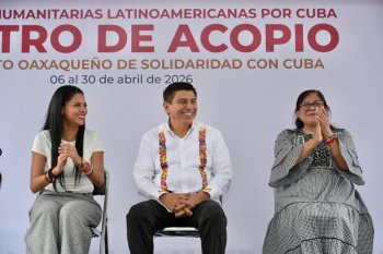 Gobernador Salomón Jara inaugura centro de acopio 'Benito Juárez - José Martí' en apoyo al pueblo cubano