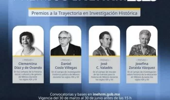 INEHRM abre convocatoria para Premios 2026; instituye Premio Adolfo Gilly y cierra registro el 30 de junio