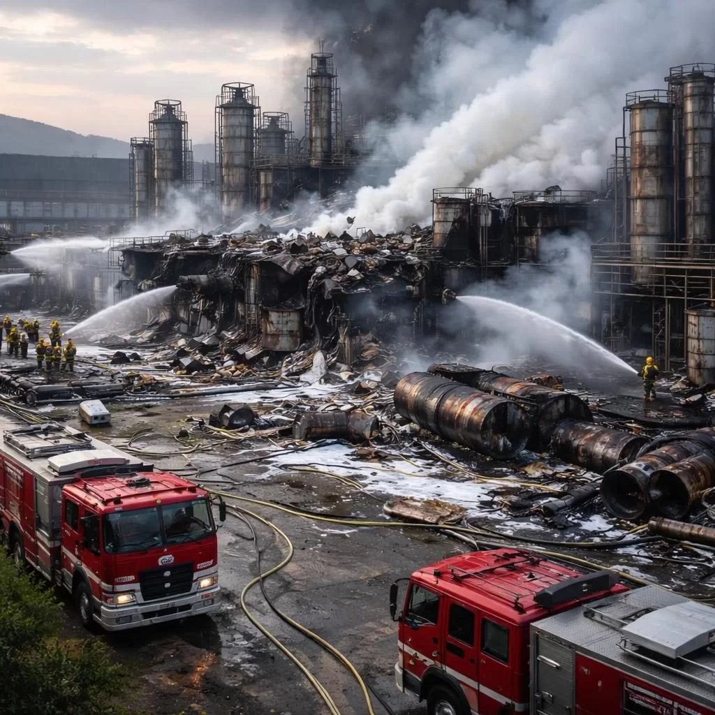 Coordinaci&oacute;n entre autoridades y sociedad permite extinguir incendio en Pol&iacute;meros Nacionales sin lesionados