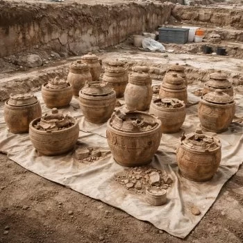 Analizan 19 urnas funerarias mayas halladas en obras del Tren Maya en Campeche