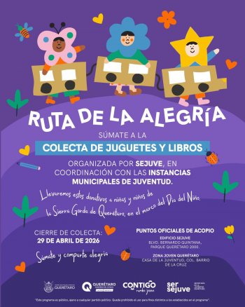 SEJUVE convoca a donar juguetes y libros para niños de la Sierra Gorda