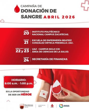 SSZ lanza campaña de donación de sangre en escuelas y oficinas gubernamentales