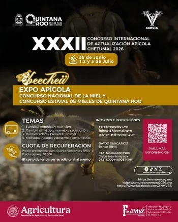 Chetumal será sede del 32 Congreso Internacional de Actualización Apícola