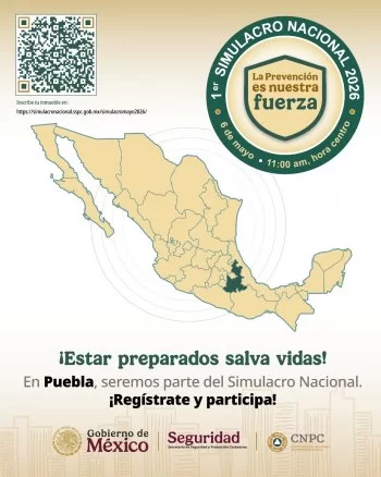 Gobierno de Puebla convoca a participar en el Primer Simulacro Nacional 2026