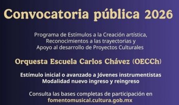 Cultura abre convocatoria para jóvenes músicos en la Orquesta Escuela Carlos Chávez