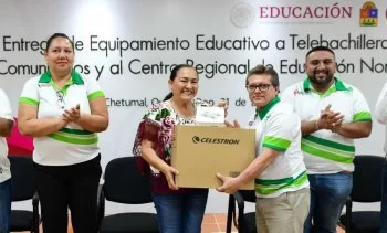 SEQ entrega equipamiento educativo y vehículo a Telebachilleratos y Normal de Quintana Roo