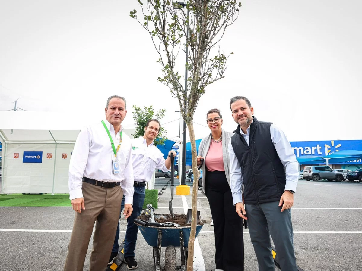 Walmart cumple norma ambiental en NL con arborización de estacionamientos