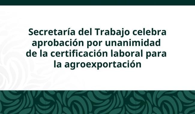 STPS celebra aprobación unánime de certificación laboral para agroexportación y protección forestal
