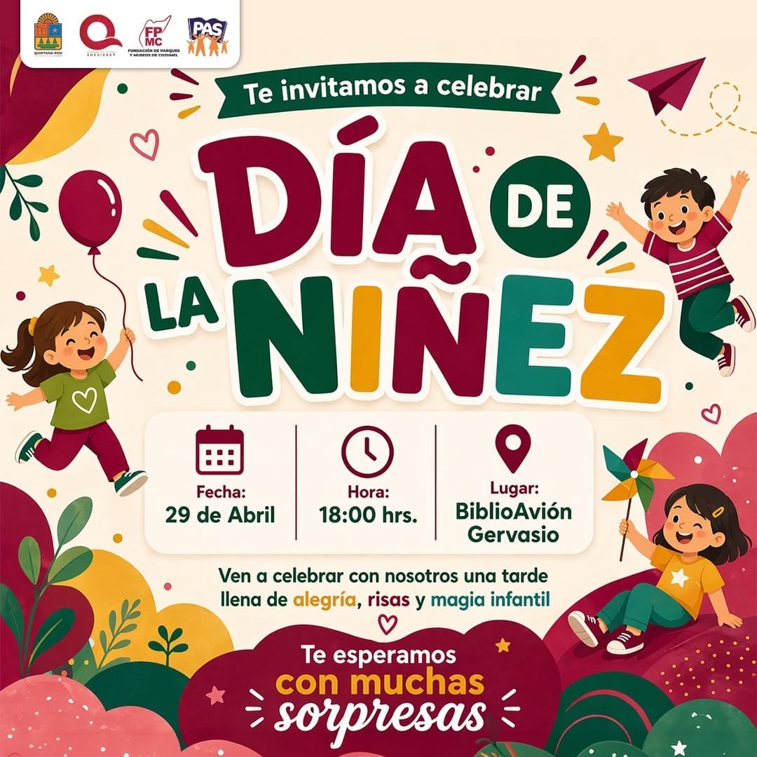 FPMC invita a celebrar el Día de la Niñez en el BiblioAvión Gervasio de Cozumel