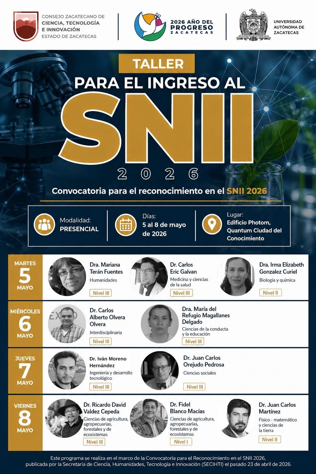 Gobierno de Zacatecas impulsa taller para ingreso al SNII 2026; sesiones serán del 5 al 8 de mayo