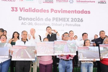 PEMEX entregará nuevo módulo de pavimentación en Puebla; suma 15 trenes para rehabilitar vialidades