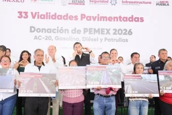 PEMEX entregará nuevo módulo de pavimentación en Puebla; suma 15 trenes para rehabilitar vialidades