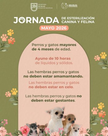 SSZ llevará esterilización gratuita de perros y gatos a Villa de Cos