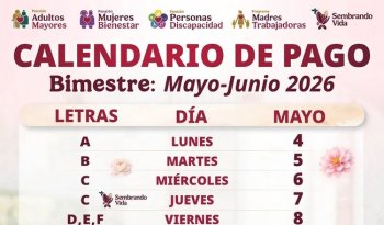 Secretaría de Bienestar inicia pago de pensiones y programas del bimestre mayo-junio