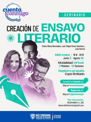 Secretaría de Cultura ofrece seminarios gratuitos de creación literaria de junio a septiembre