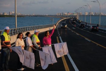 Mara Lezama abre a la circulación el Puente Vehicular Nichupté en Cancún