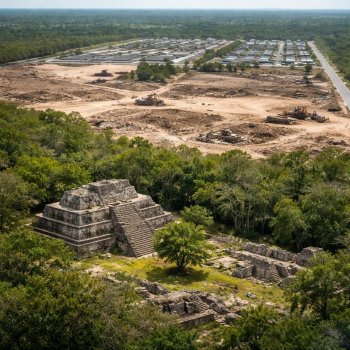 Peligran vestigios y patrimonio en Dzoyilá, Yucatán, por devastación inmobiliaria