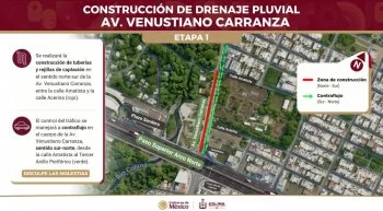 Colima restringe circulación en Venustiano Carranza por obras de drenaje pluvial
