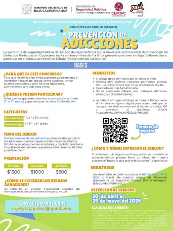 Concurso de dibujo infantil en BCS busca prevenir adicciones; hay premios en efectivo