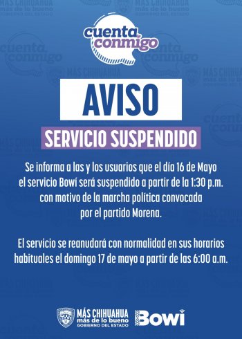 Ruta Troncal Bowí suspenderá servicio el sábado por marcha de Morena