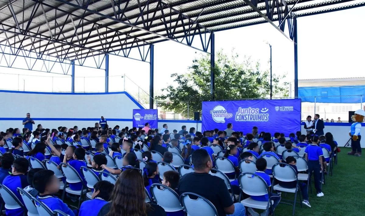 Inauguran techumbre escolar en Chihuahua con inversión de 4 millones de pesos