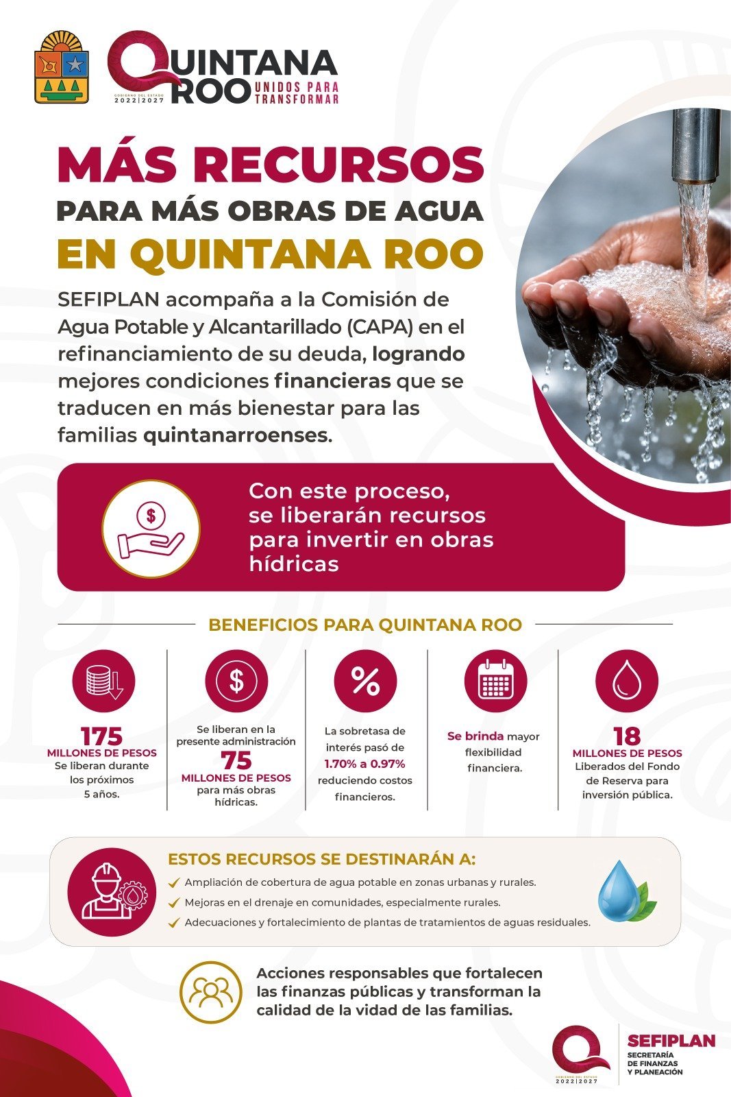 SEFIPLAN logra refinanciamiento de CAPA que libera 175 mdp para obras de agua en Quintana Roo