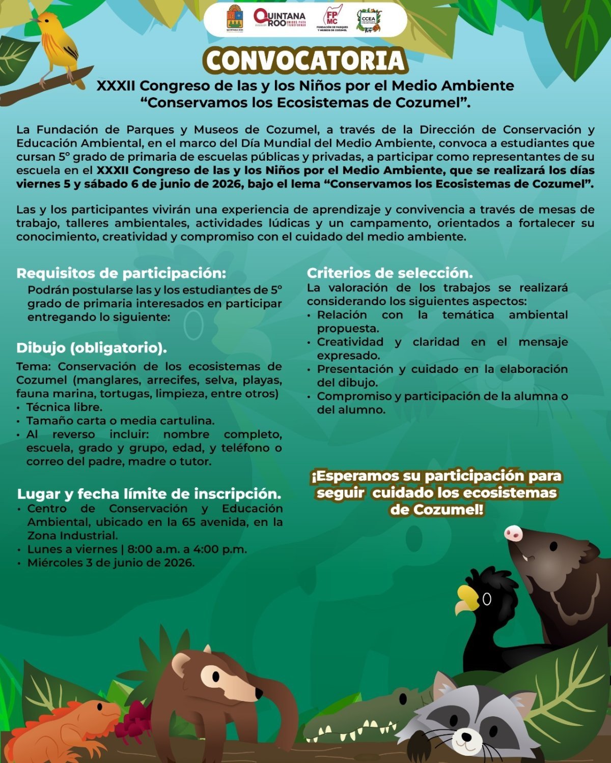 FPMC convoca a estudiantes de Cozumel al XXXII Congreso de las y los Niños por el Medio Ambiente