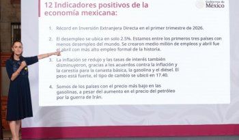 Sheinbaum presume 12 indicadores de fortaleza económica; destaca récord en IED y baja inflación
