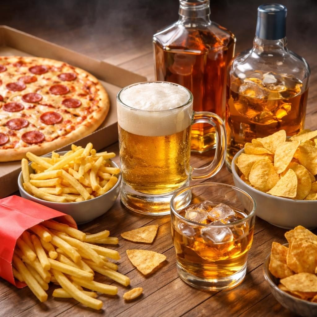 Científicos descubren por qué el alcohol dispara los antojos de pizza, patatas fritas y comida basura