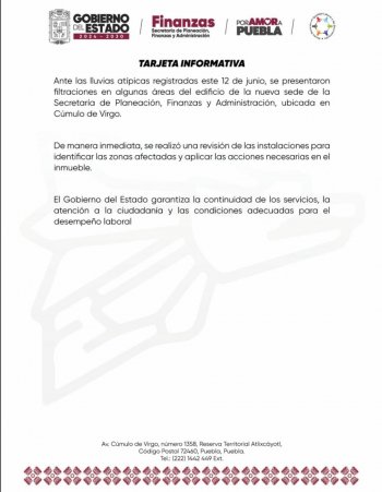 Filtraciones en nueva sede de Finanzas por lluvias atípicas en Jalisco