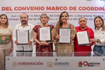 Mara Lezama firma convenio con CONAPO para mejorar políticas públicas con datos poblacionales