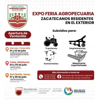 Gobierno de Zacatecas lanza Séptima Expo Feria Agropecuaria para migrantes con remesas productivas