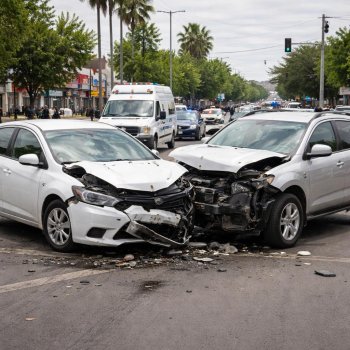 Mujer lesionada deja choque por el cruce de Antonio Rosales y Heriberto Valdez en Los Mochis