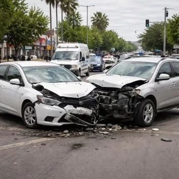 Mujer lesionada deja choque por el cruce de Antonio Rosales y Heriberto Valdez en Los Mochis
