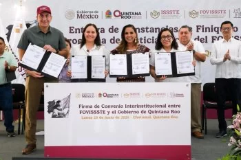 Mara Lezama firma convenio con FOVISSSTE para subsidiar cancelación de hipotecas en Quintana Roo