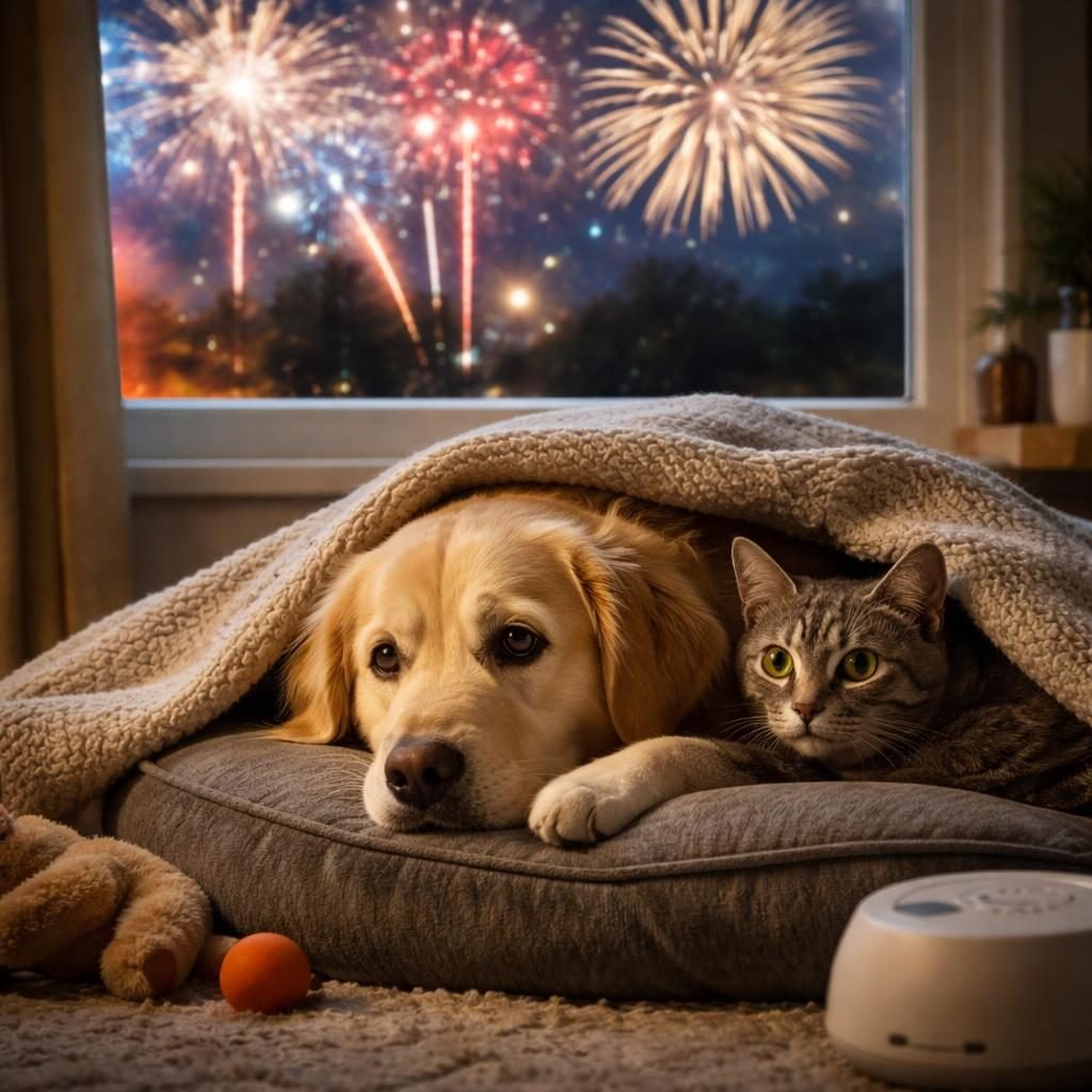 Protege a tus mascotas durante los fuegos artificiales del 4 de Julio