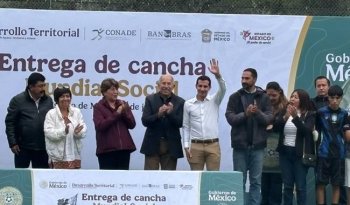 Inauguran cancha de fútbol 'La Y' en Texcoco como parte de estrategia deportiva nacional