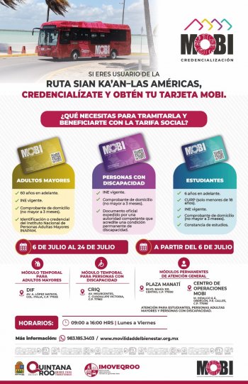 IMOVEQROO inicia credencialización de Tarifa Social MOBI en Chetumal