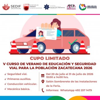 Gobierno de Zacatecas convoca al V Curso de Verano de Educación y Seguridad Vial