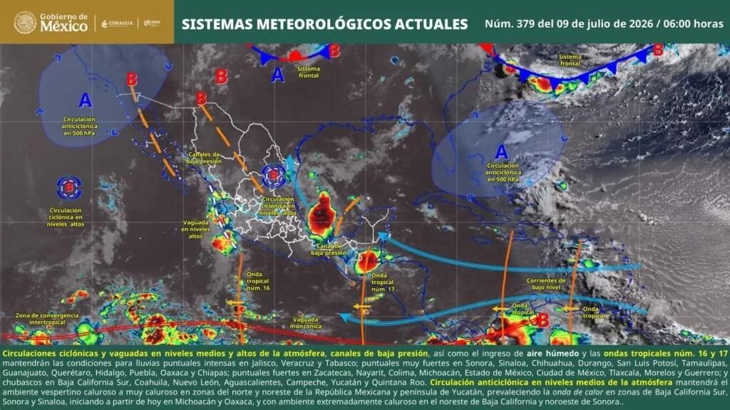 Ondas tropicales 16 y 17 provocarán lluvias intensas en Oaxaca; Protección Civil emite alerta