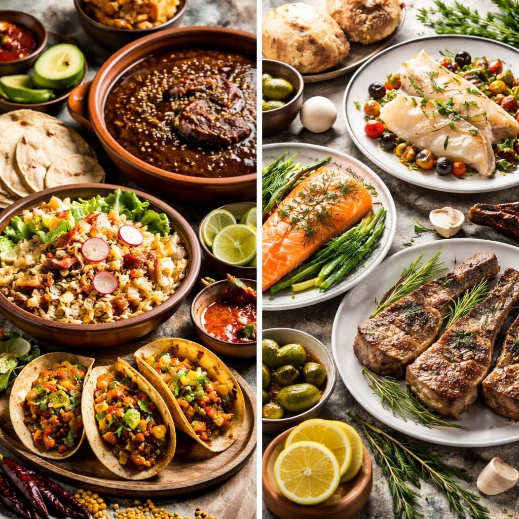 Mole, Pozole y Tacos al Pastor vs. Salmón, Bacalao y Cordero: Dos Mundos Culinarios