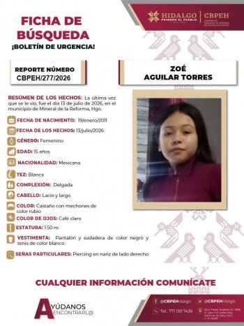 Localizan en Puebla a menor buscada en Hidalgo; ya está con su familia