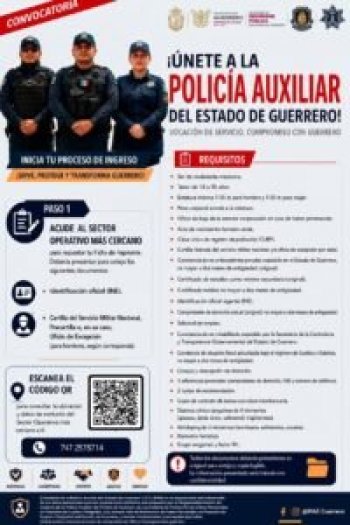 IPAE Guerrero mantiene abierta convocatoria de ingreso 2026 para policías auxiliares
