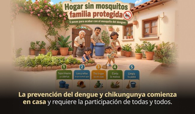 Secretaría de Salud llama a prevenir dengue y chikungunya con plan de cinco pasos ante lluvias
