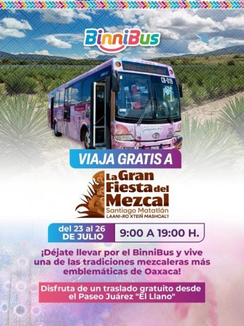 BinniBus ofrece servicio gratuito hacia la Fiesta del Mezcal en Santiago Matatlán