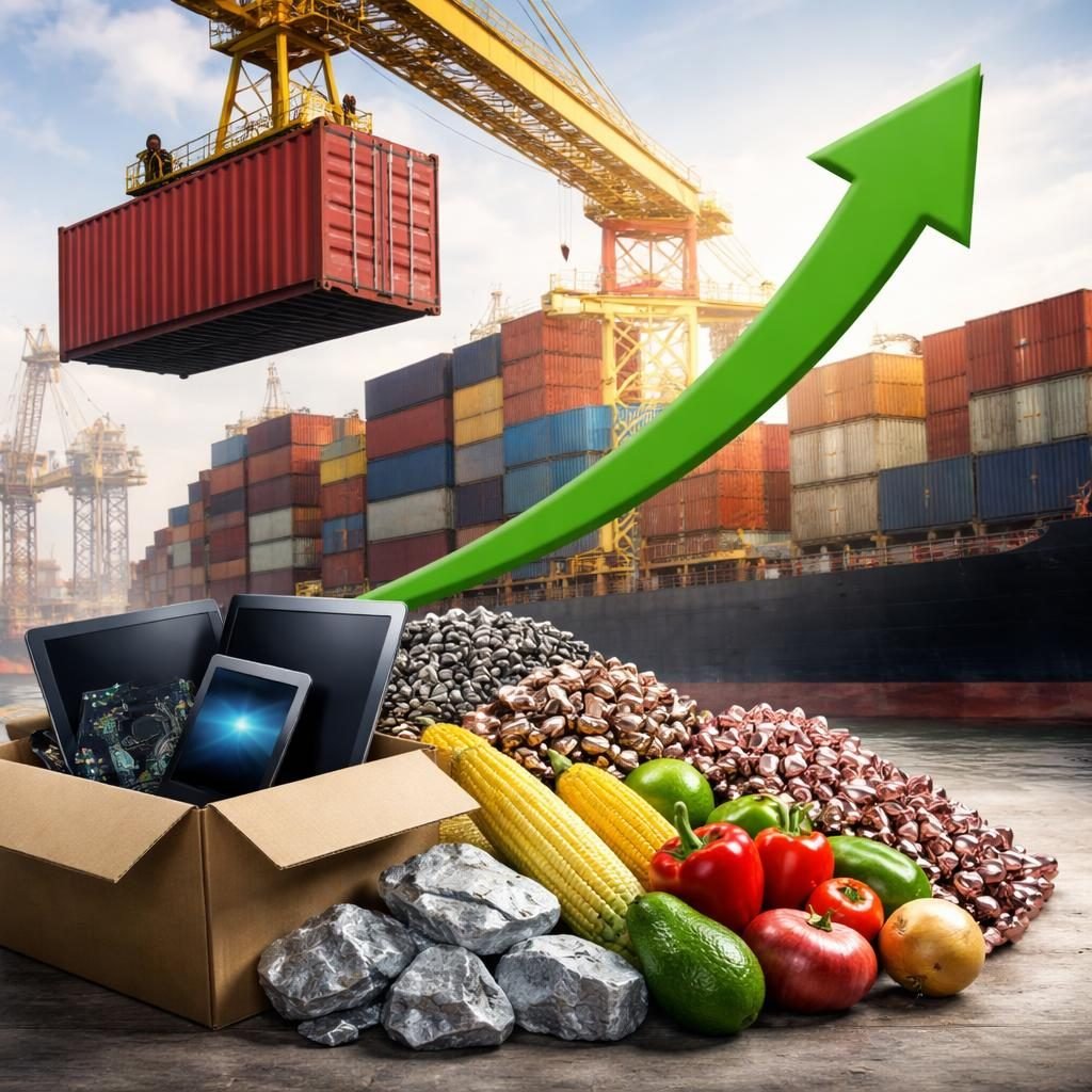 Exportaciones no automotrices crecen 48.8% en junio; electrónicos, minerales y alimentos lideran el avance