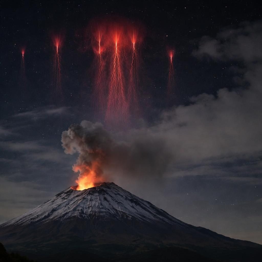 Captan raras luces cerca del volcán Popocatépetl: son red sprites, no ovnis